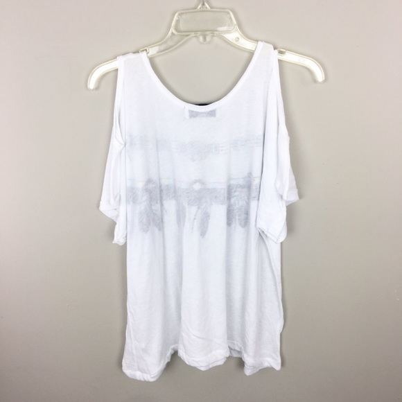 WILDFOX | White Boho Print Cold Shoulder Top - E75 - Picture 3 of 5